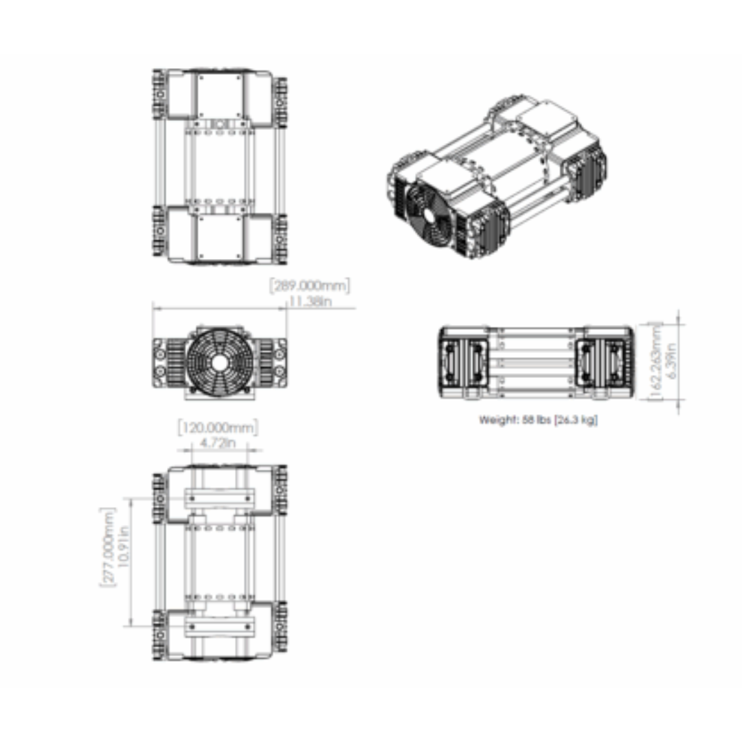California Air Tools OLF-2800 3.0 Hp Ultra Quiet & Oil-Free Motor Pump (208/220v 60hz 1-phase) 91440 technical diagram with dimensions and mounting layout