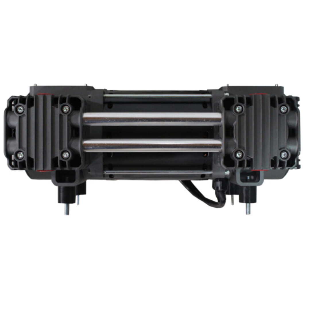 California Air Tools OLF-3500 6.5 Hp Ultra Quiet & Oil-Free Motor Pump (208/220v 60hz 3-phase) 91441 top view highlighting multi-piston configuration and structural frame.