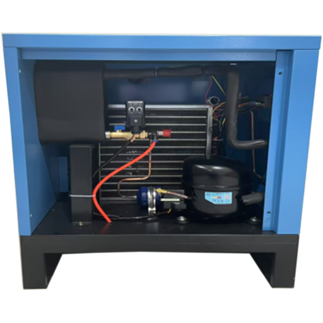 California Air Tools RD-91502 High-Efficiency Non-Recycling 98% Refrigerated Air Dryer internal components view showing compressor and cooling system