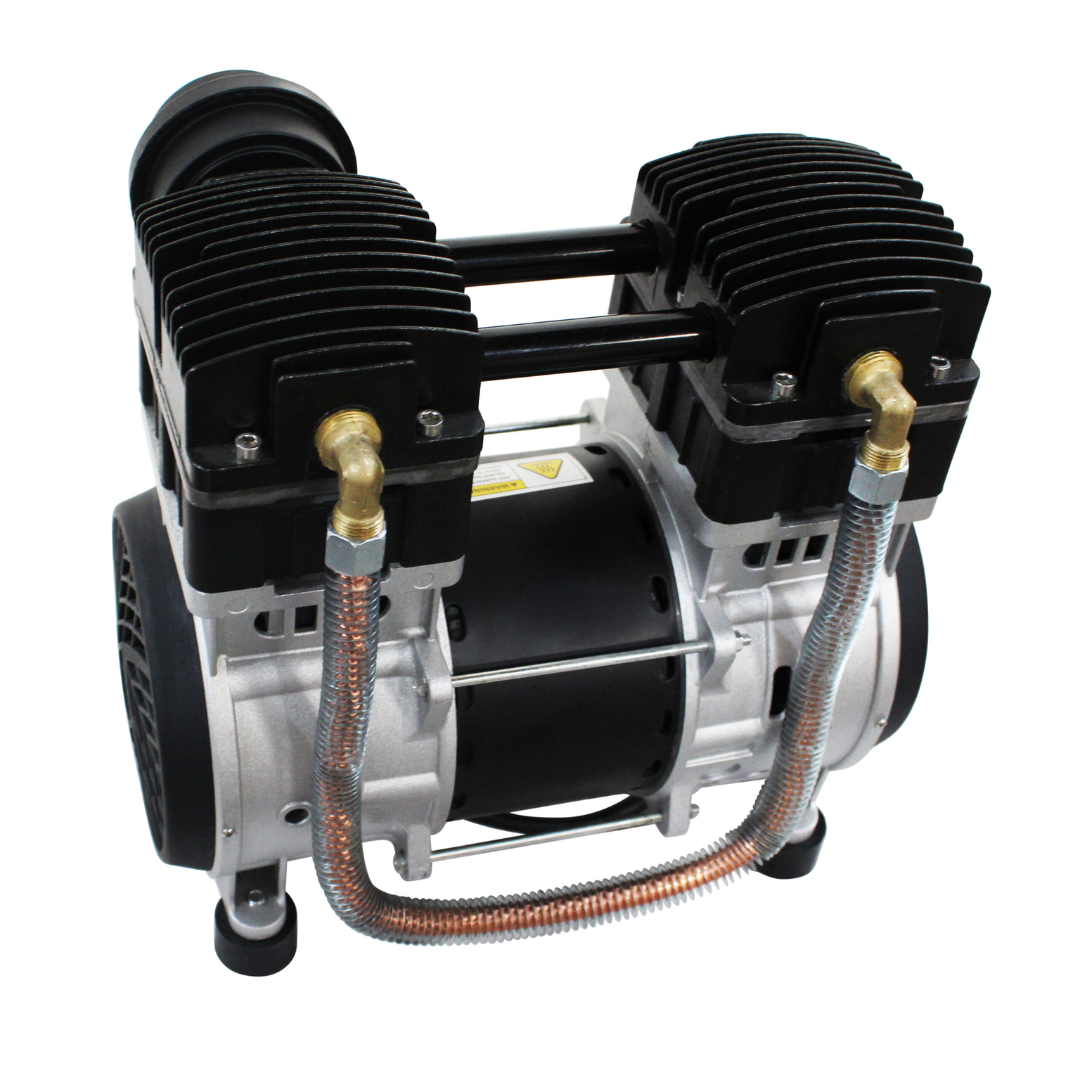 California Air Tools SP-91336 (110v 60hz) 1.5 Hp Ultra Quiet & Oil-Free Air Compressor Motor Pump High Pressure top view showing air intake filters and cylinder heads