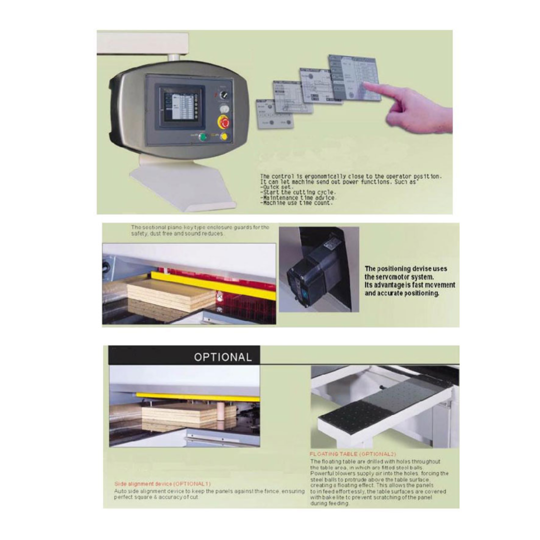 Castaly 10" Auto Pusher Beam Saw TS-P10AAT precision cutting carriage and air table support system
