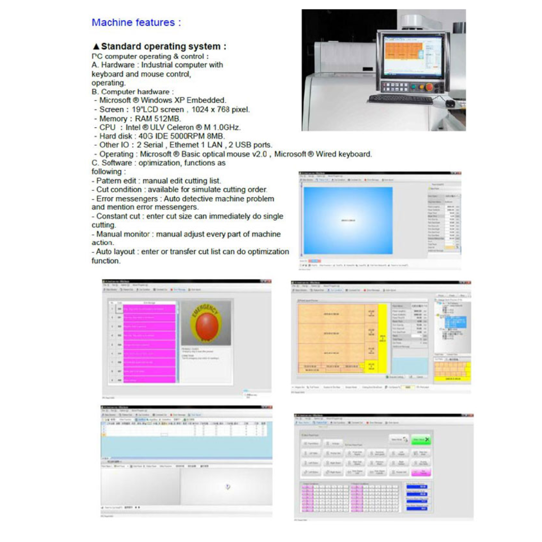 Castaly 10" Rear Load CNC Panel Saw TS-P330R software optimization layout and cutting program interface