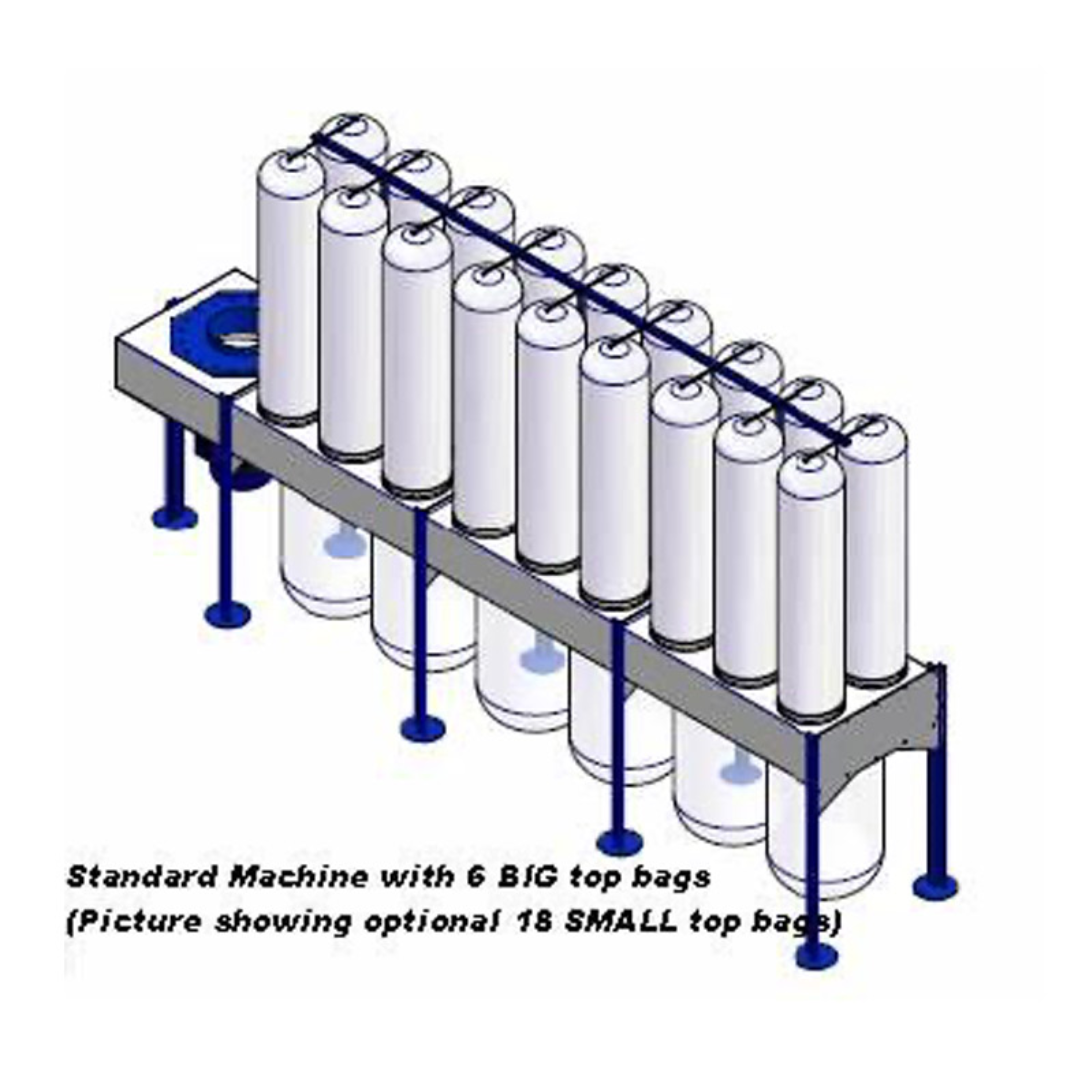 Castaly 20 HP DC-9200 Dust Collector industrial dust collection system with multiple vertical filter bags mounted on a heavy-duty steel frame, designed for high-capacity woodworking dust extraction.