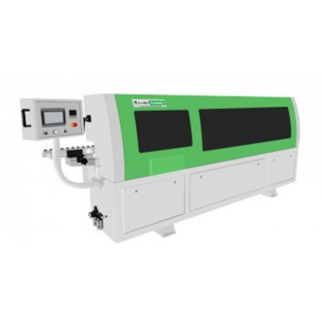 Castaly Edge bander EB-M5 automatic edge banding machine full side view with green safety enclosure