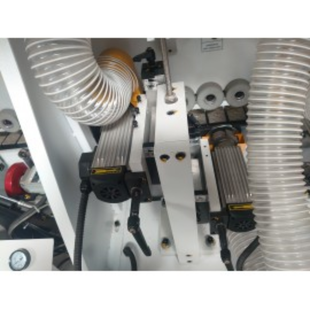 Castaly Edge bander EB-M5 edge trimming motors and dust extraction system detail