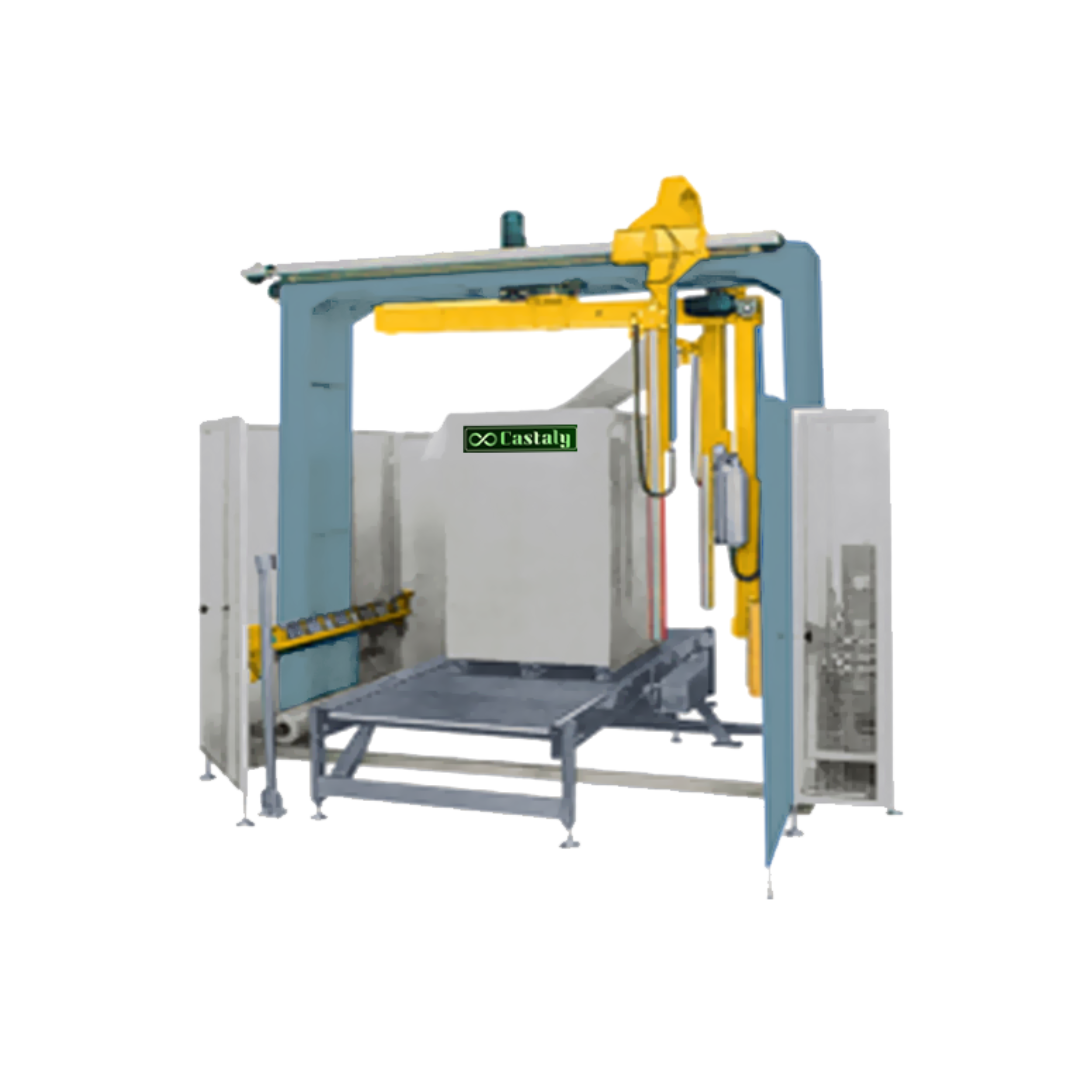 Castaly Pallet Auto Wrapping Machine PK-1521A industrial pallet stretch wrapper with control panel and heavy-duty base