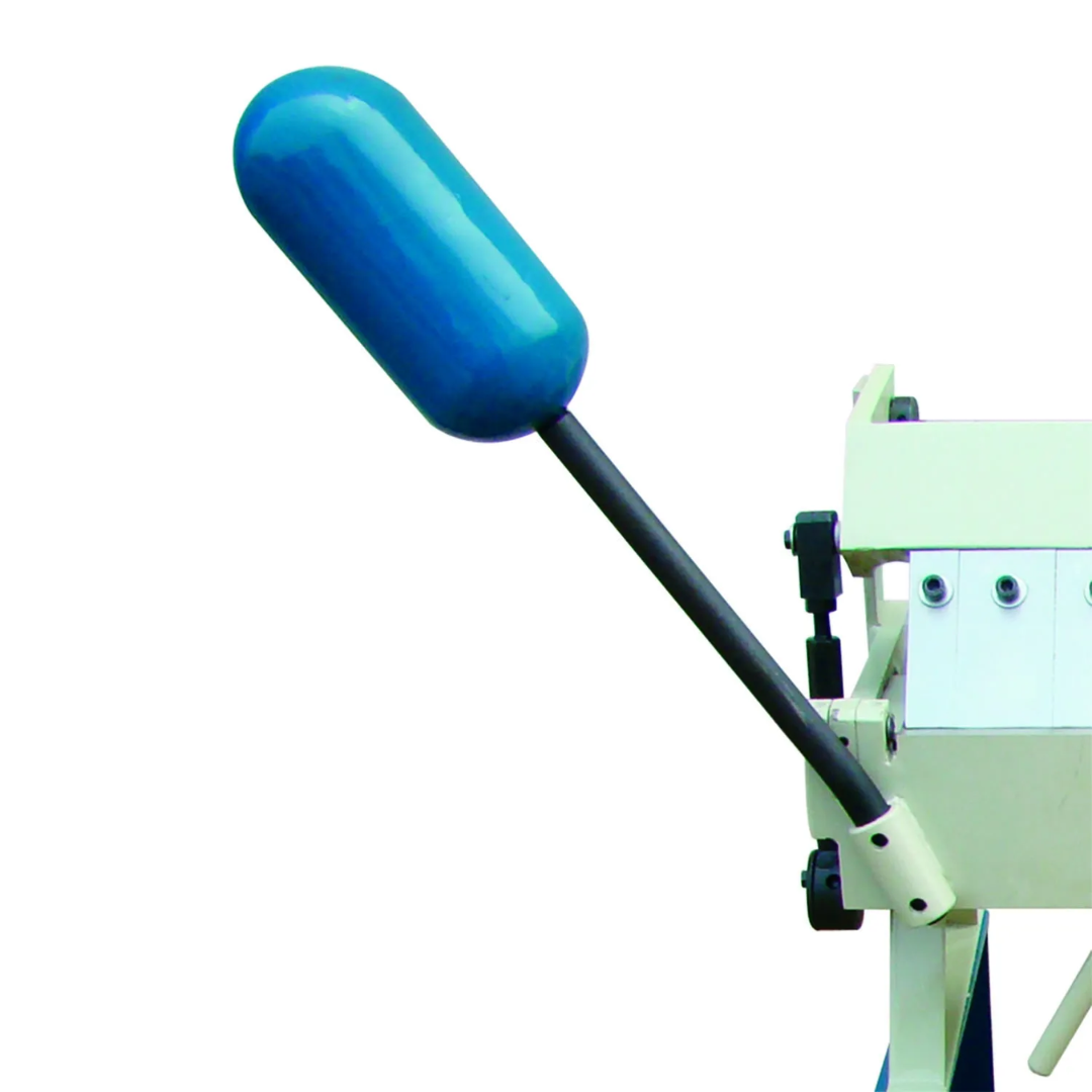 Close-up of Baileigh Bending Box & Pan Brake BB-2416E 1000383 ergonomic operating handle designed for smooth manual bending control and accurate sheet metal forming.