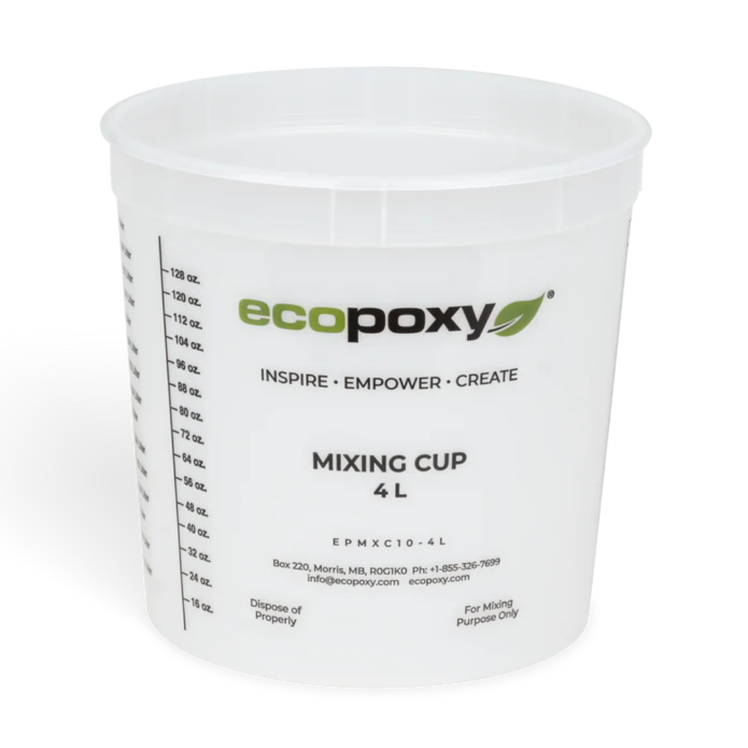 Close-up of Ecopoxy Graduated Epoxy Mixing Cups showing durable plastic construction and graduated measurement markings.