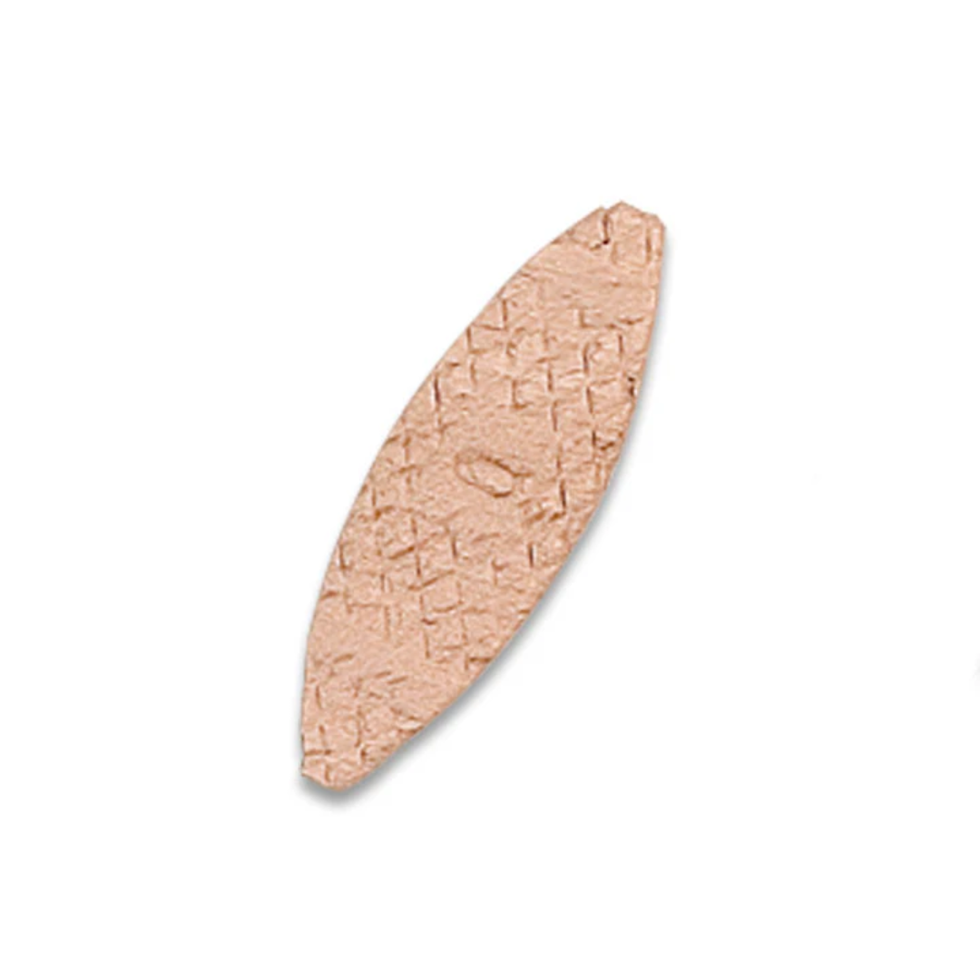 Close-up of single Virutex Beechwood Biscuits showing compressed beechwood joining biscuit profile and texture