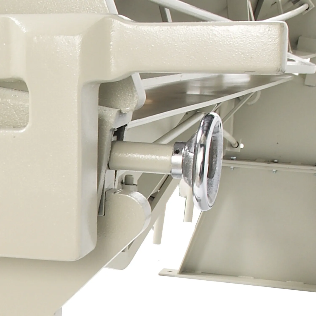 Close-up of the Baileigh Straight Brake (HB-12016) 1004639 precision-ground clamping beam for accurate and repeatable sheet metal bending.