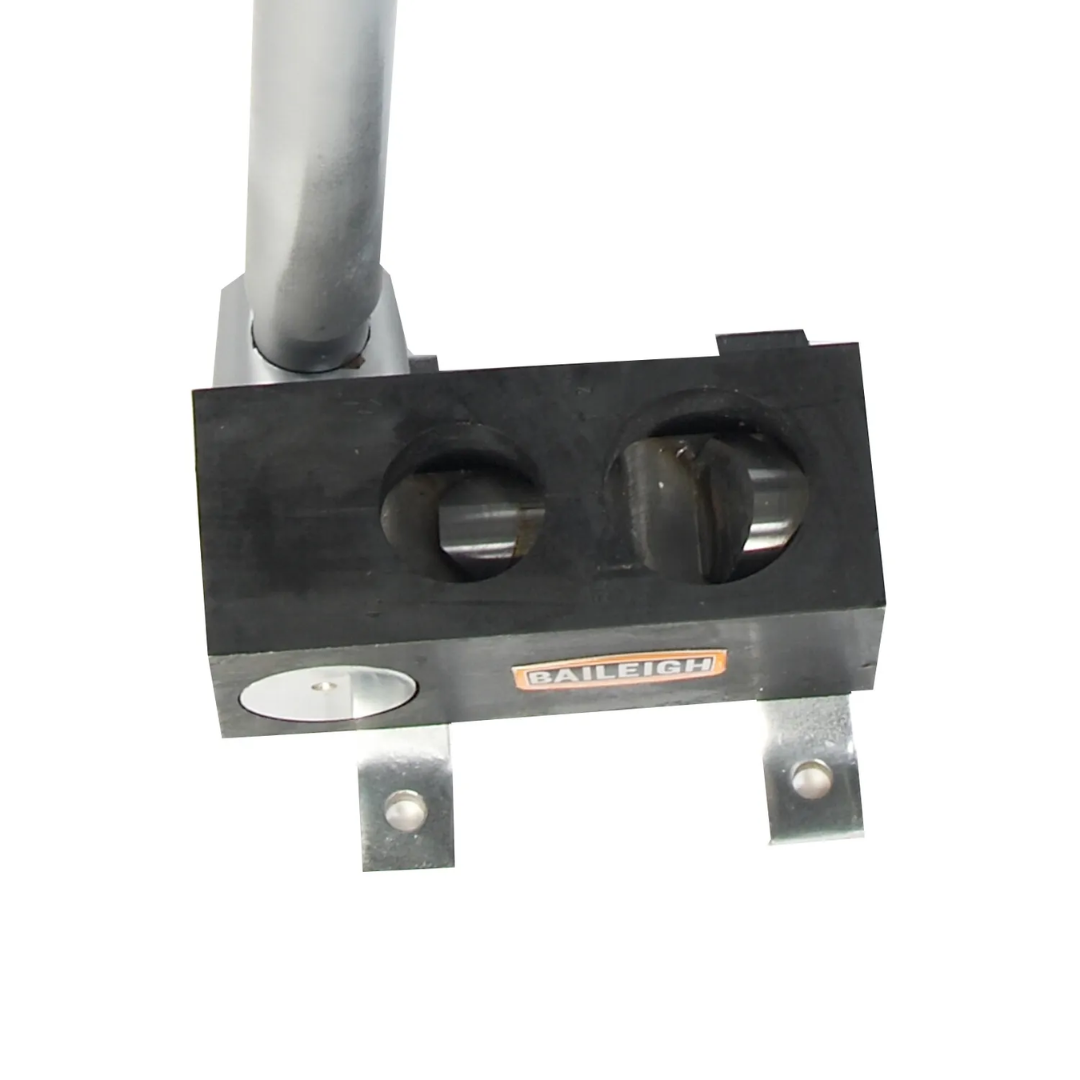 Close-up of the notching head assembly on the Baileigh Manual Pipe Notcher TN-200M 1008032 highlighting the cutting mechanism designed for accurate pipe and tube coping operations.