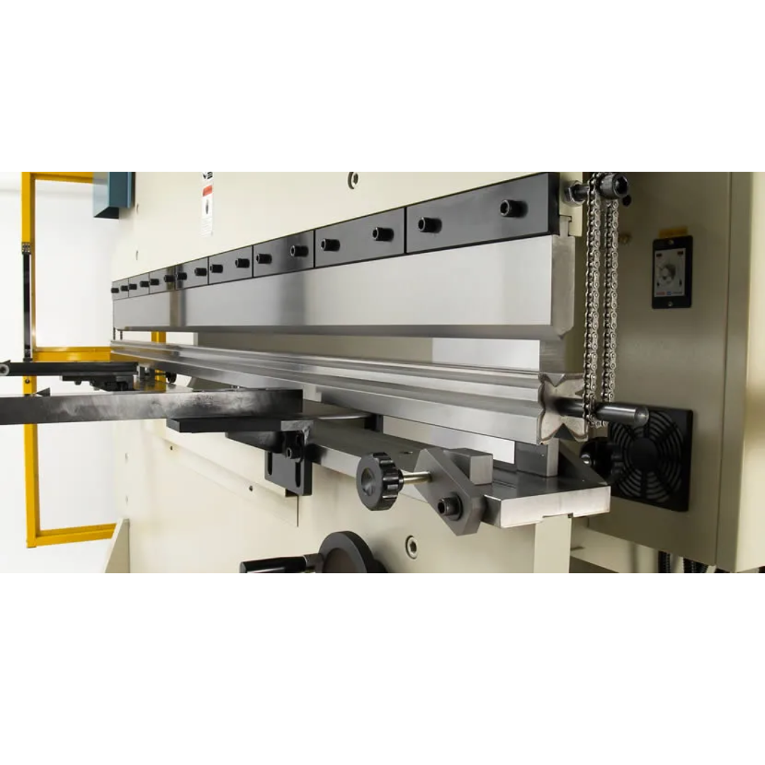 Close-up view of the bending beam and tooling assembly on Baileigh Hydraulic Press Brake BP-9078NC 1000839 designed for accurate and repeatable sheet metal forming operations.