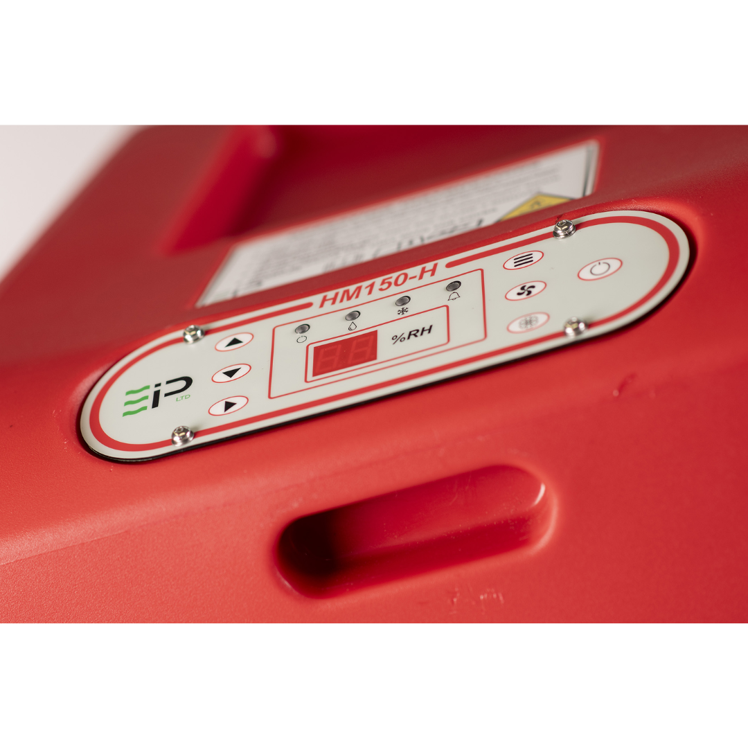 Detailed control interface of Ebac HM150/HM150-H Dehumidifier with operational buttons and monitoring display