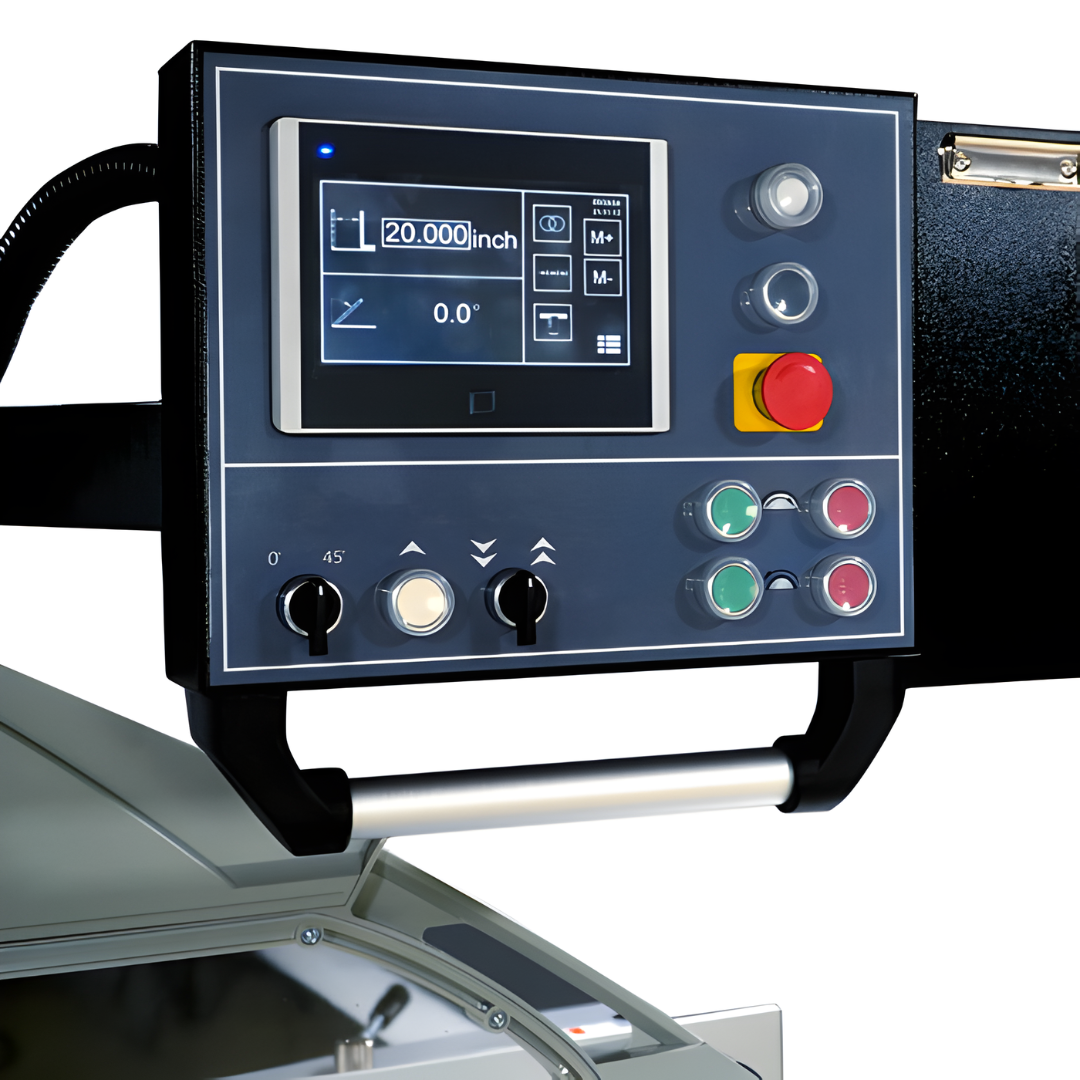 Digital control panel of Maksiwa BMD.3200.IR sliding panel saw with electronic controls and display