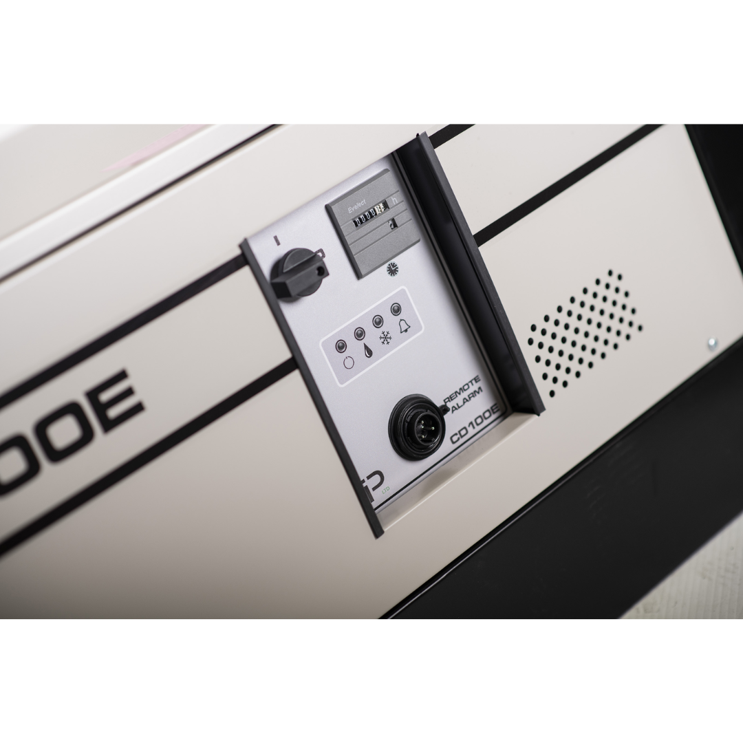 Ebac CD100E Dehumidifier 10273GY-US commercial dehumidifier close-up of humidity control panel and operating switches