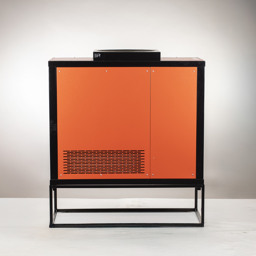 Ebac CD425-D 220V industrial humidity control unit full front view mounted on steel stand with rear ventilation panel
