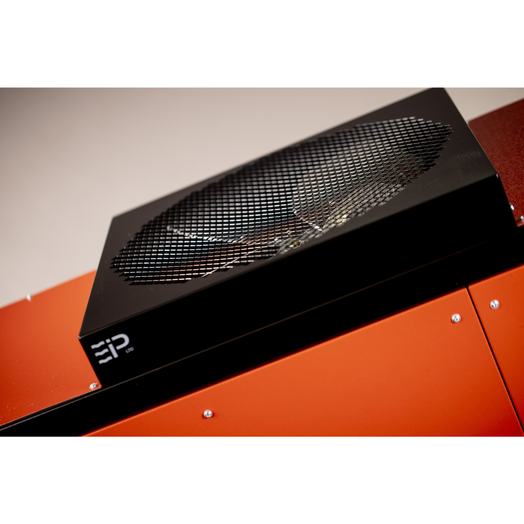 Ebac CD425-D 460V commercial dehumidifier top ventilation grille close-up showing airflow exhaust panel