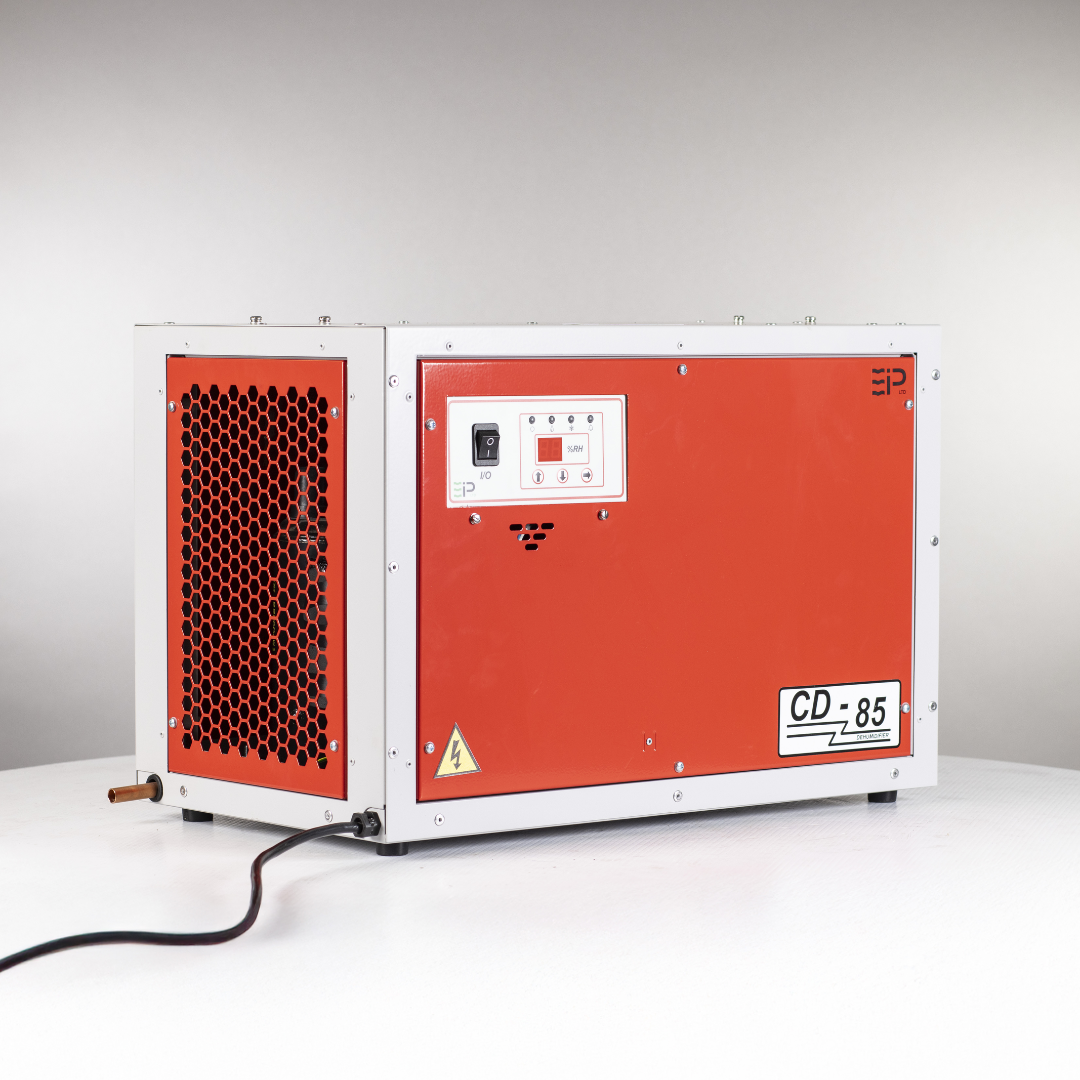 Ebac CD85-D Dehumidifier 11293GL-US industrial dehumidifier front view with heavy-duty steel housing and ventilation grille