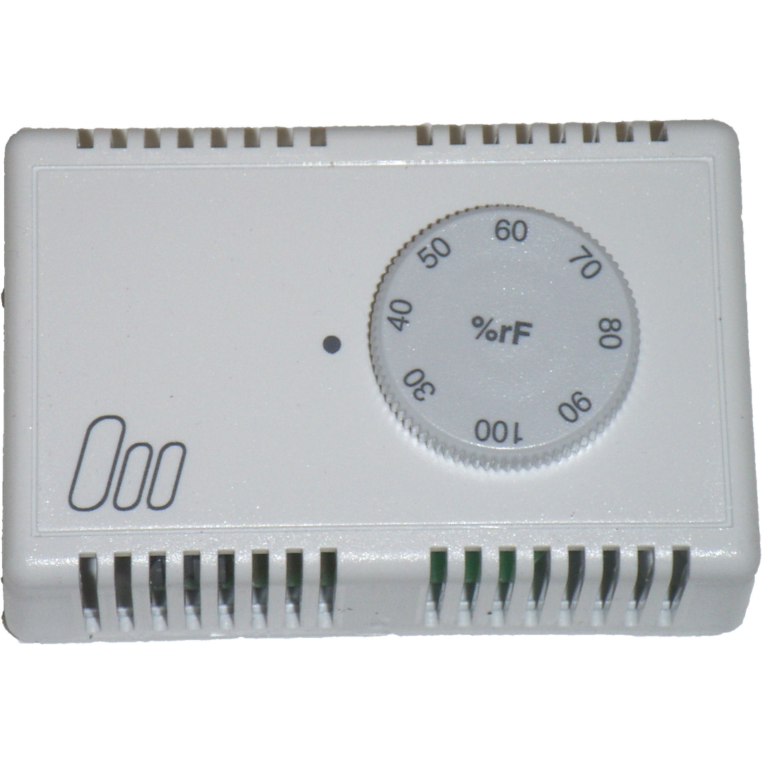 Front control interface of the Ebac Digital Humidistat Int Sensor 3035160 featuring LCD screen and programmable buttons for humidity control settings

Button control panel on the Ebac Digital Humidistat Int Sensor 3035160 with power, set, and adjustment controls for managing humidity levels

Compact wall-mounted housing of the Ebac Digital Humidistat Int Sensor 3035160 designed for monitoring and controlling humidity using an integrated internal sensor