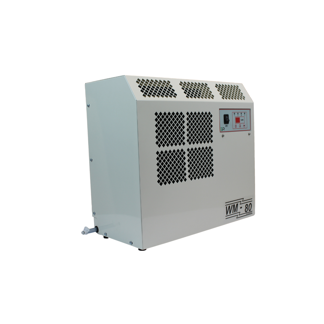 Ebac WM80-D Dehumidifier 11284DL-US industrial dehumidifier angled side view highlighting airflow vents and control interface