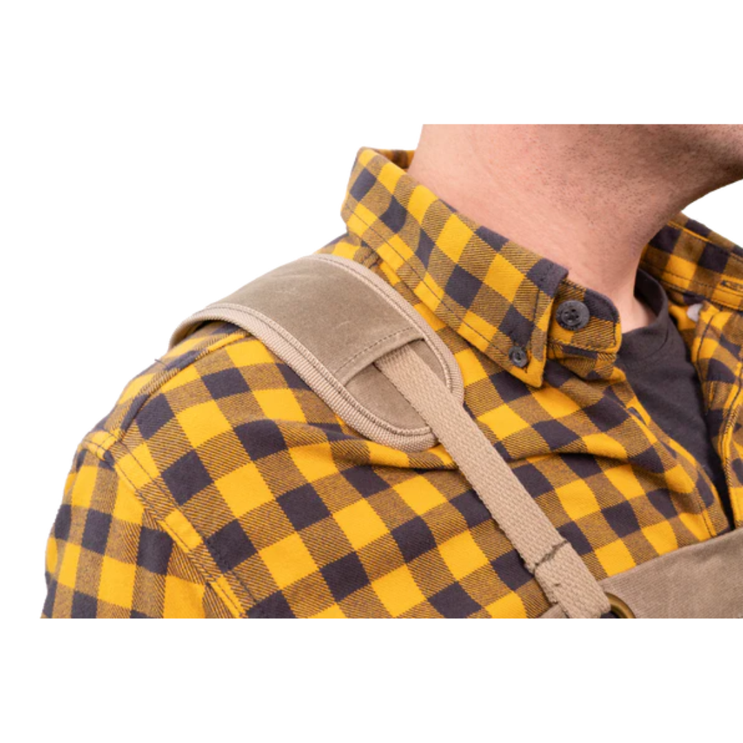 Ecopoxy Canvas Apron EPAPR10-CV adjustable neck strap system for comfortable fit during extended shop work.