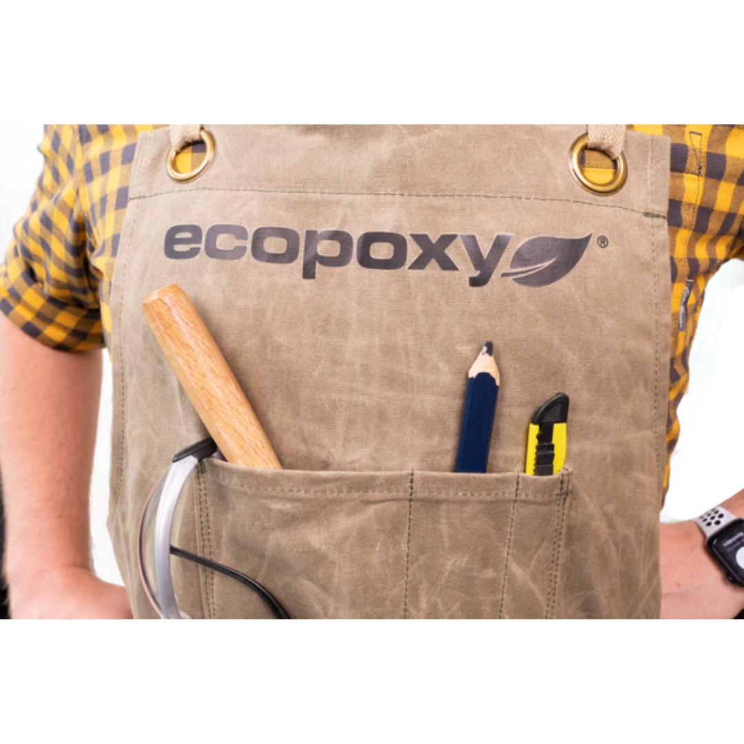 Ecopoxy Canvas Apron EPAPR10-CV front pocket storage for tools, pencils, and shop accessories.