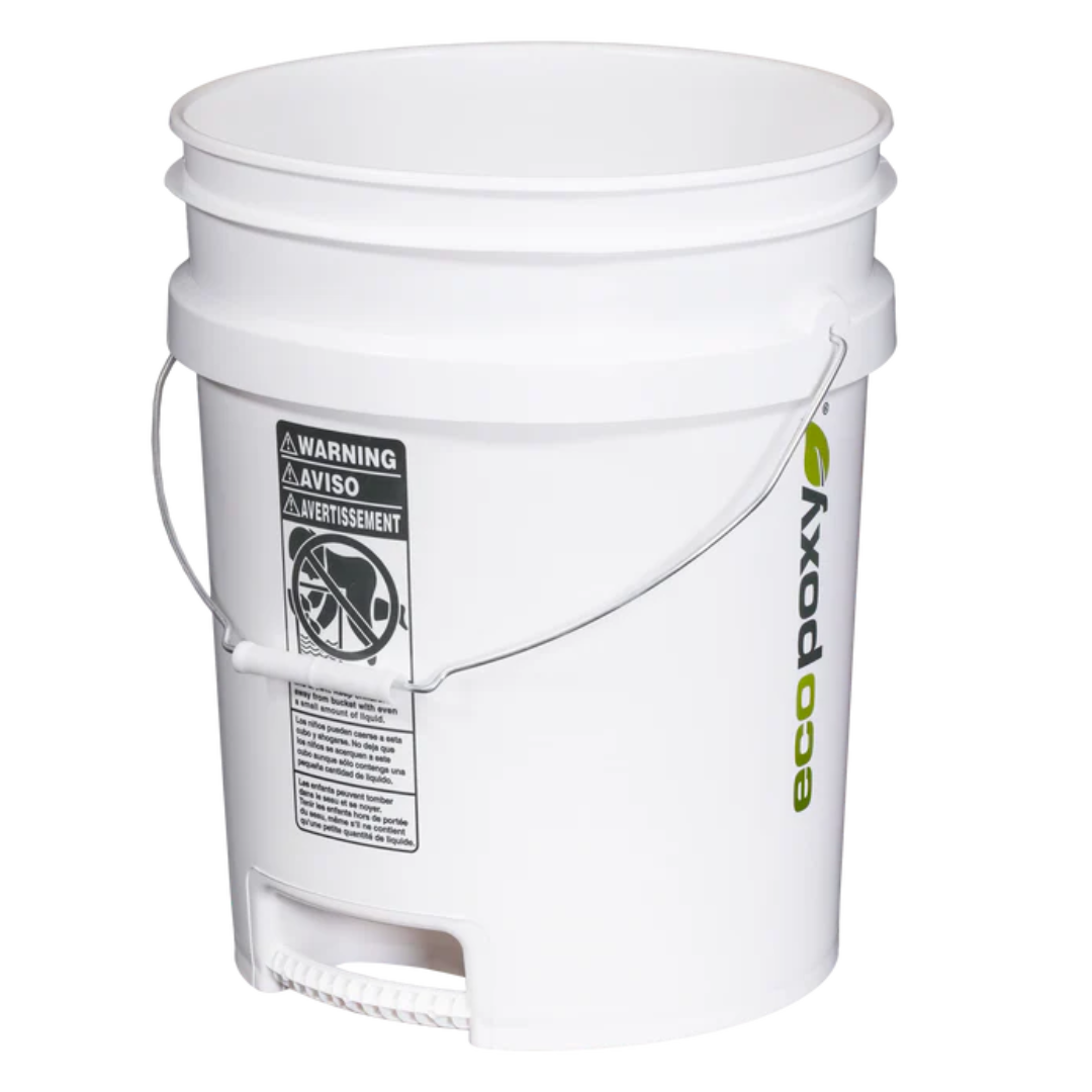 Ecopoxy EcoPoxy 19L Pour Pail White EPPRP19-WH empty container with smooth interior walls for easy mixing and cleaning.