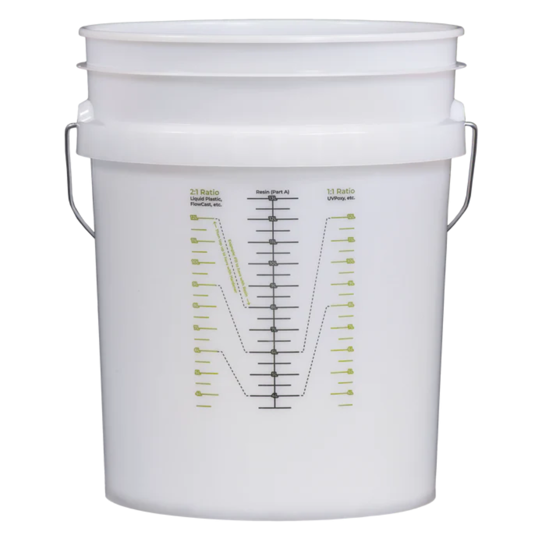 Ecopoxy EcoPoxy 19L Pour Pail White EPPRP19-WH showing clear graduated measurement scale for precise liquid volume control.