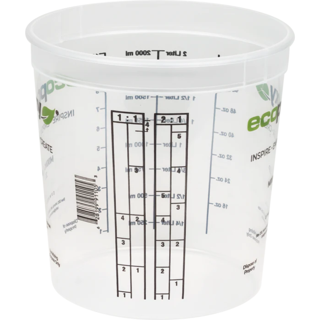 Ecopoxy Graduated Epoxy Mixing Cups measurement chart and ratio guide printed directly on the mixing cup