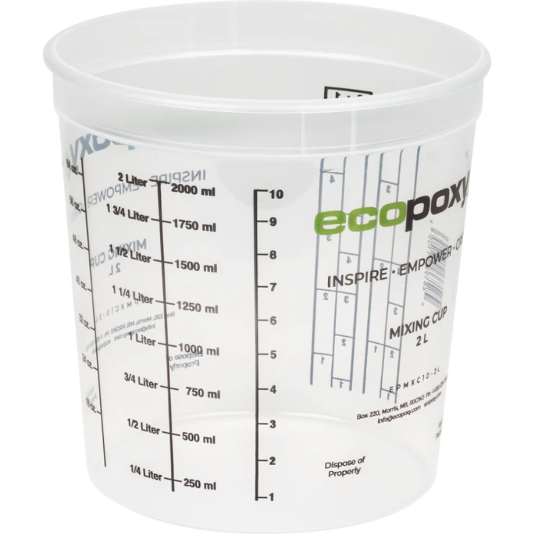 Ecopoxy Graduated Epoxy Mixing Cups side view displaying precise mixing ratio measurement lines for resin systems.