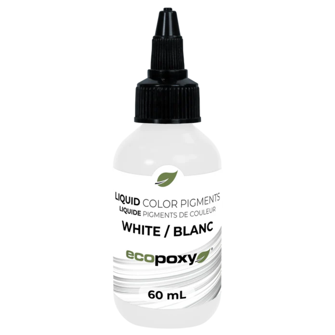 Ecopoxy Liquid Color Pigments individual white bottle for tinting and color lightening in epoxy systems.