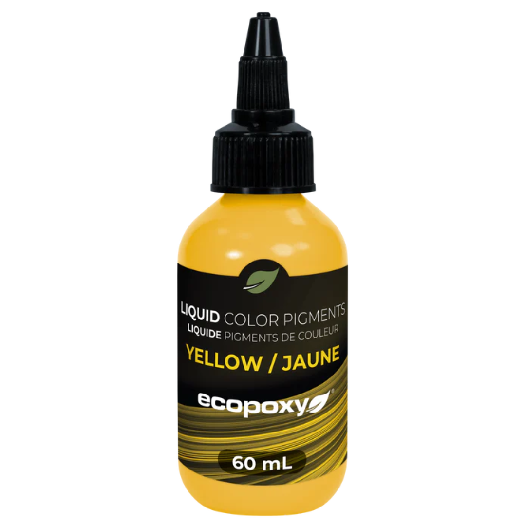 Ecopoxy Liquid Color Pigments individual yellow bottle for bright epoxy color applications.