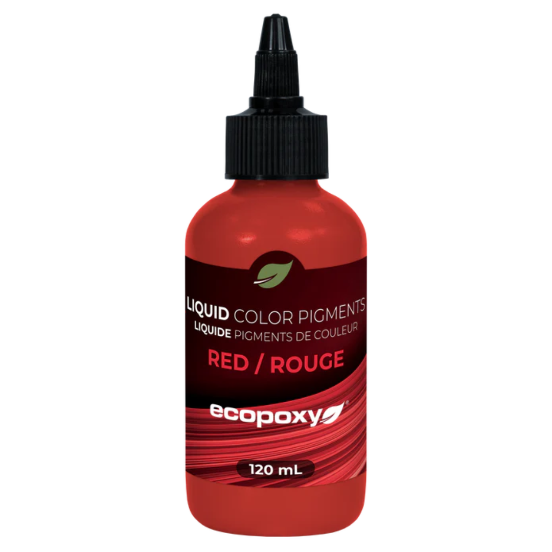 Ecopoxy Liquid Color Pigments used in multiple bottles lineup for workshop epoxy use.