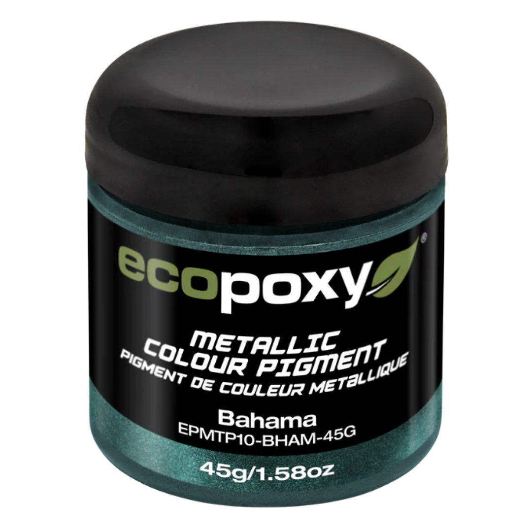 Ecopoxy Metallic Color Pigments blue variant jar for deep, shimmering finishes