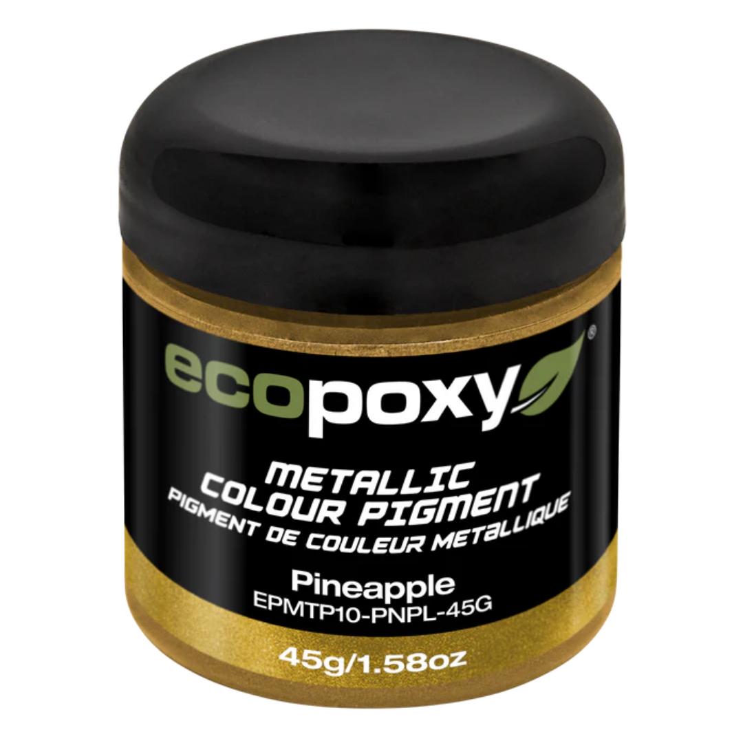 Ecopoxy Metallic Color Pigments multiple jars lineup showing extensive color selection