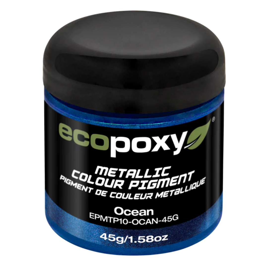 Ecopoxy Metallic Color Pigments multiple jars lineup showing extensive color selection