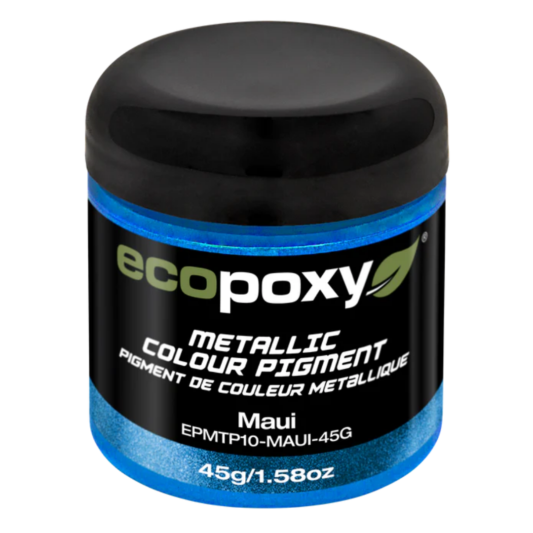 Ecopoxy Metallic Color Pigments teal variant jar for vibrant ocean-inspired effects