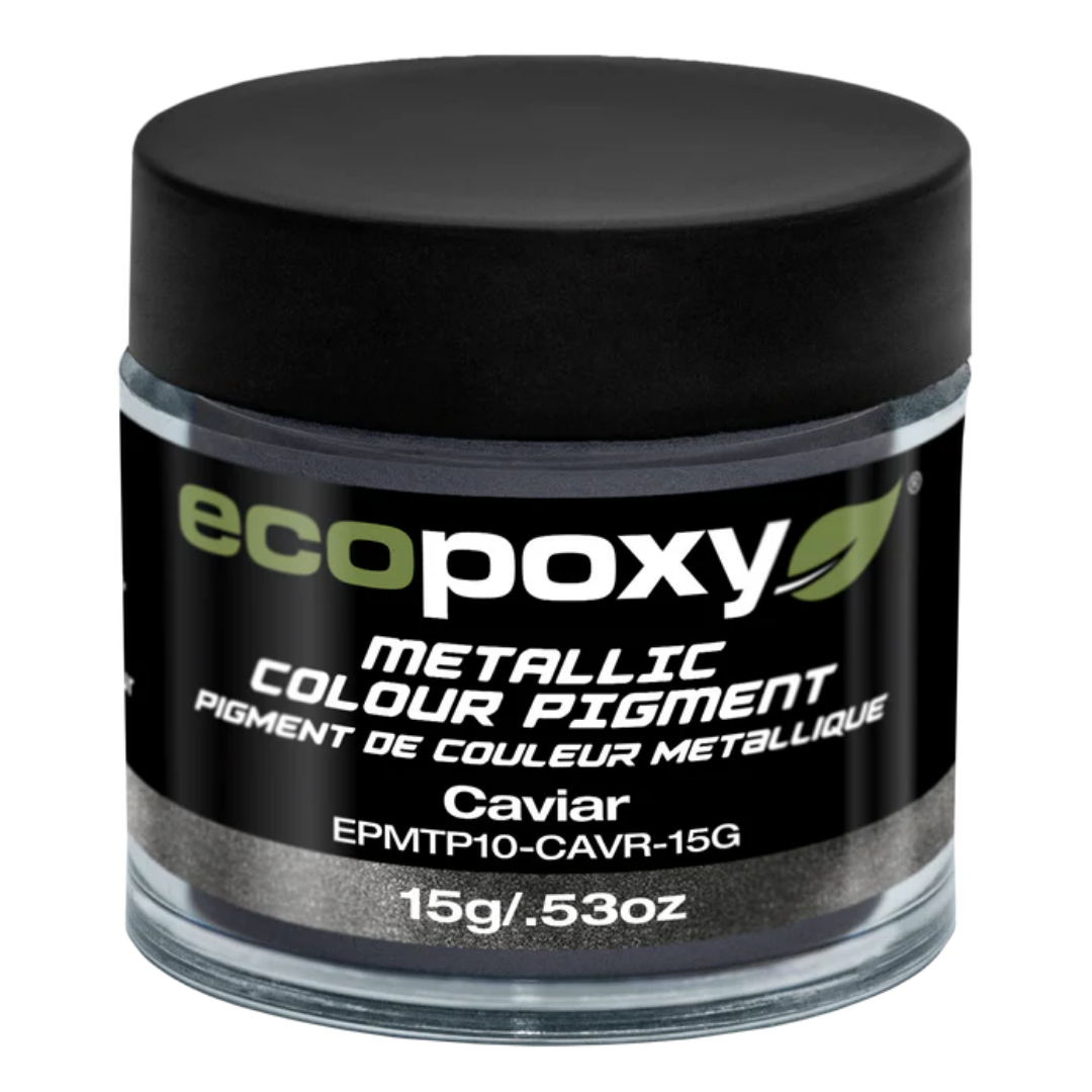 Ecopoxy Metallic Color Pigments used in woodworking epoxy table with high-gloss metallic finish