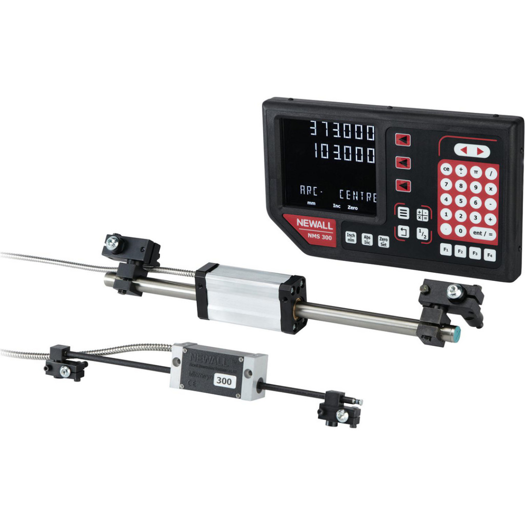 Enco 10 x 54" Knee Milling Machine: 3.00 hp, Variable Speed Pulley, Three Phase 5012958/4104673 digital readout kit showing the DRO display, linear scales, and mounting hardware for precision position measurement.