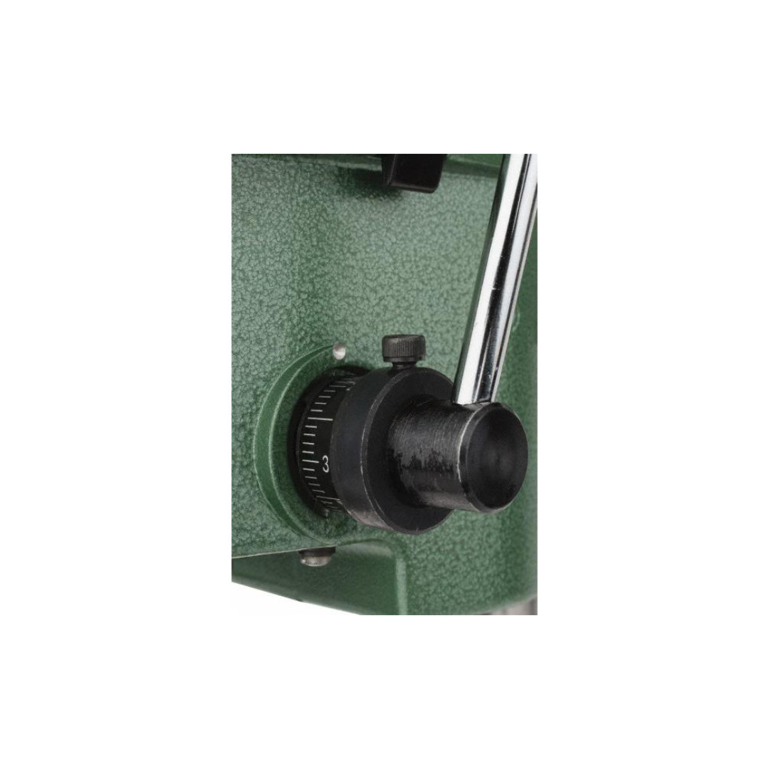 Enco Bench Stand, Drill Press: 4-5/16" Swing, 115 V, 1 Phase CH-3 close-up of the spindle feed handle assembly highlighting the manual drilling controls and precision operating mechanism.