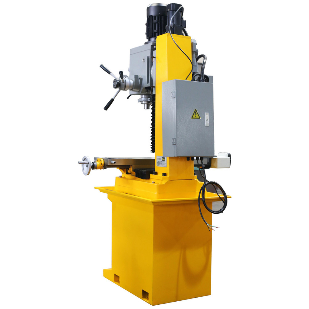 Enco Mill Drill Machines ZX7045 side profile featuring geared milling head, adjustable controls, and heavy-duty machine base for metalworking applications.