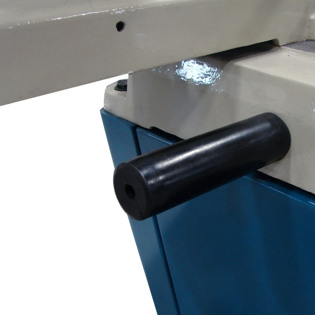 Ergonomic operating handle on the Baileigh Portable Metal Cutting Band Saw - BS-128M 1001095 for comfortable machine positioning and control.