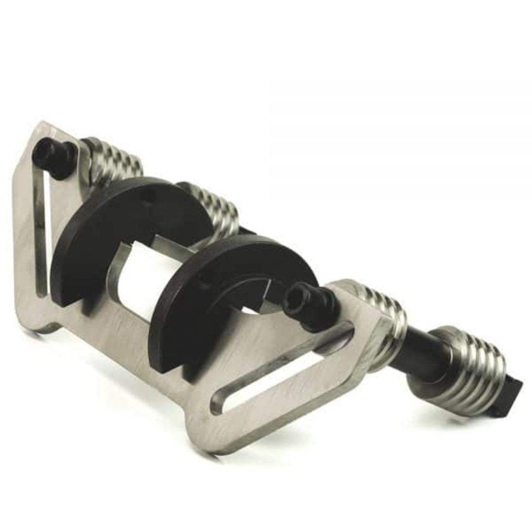 Euroboor B60.1020S Bevelling Accessory Set side view highlighting adjustable guide assembly for accurate beveling support on metal plates