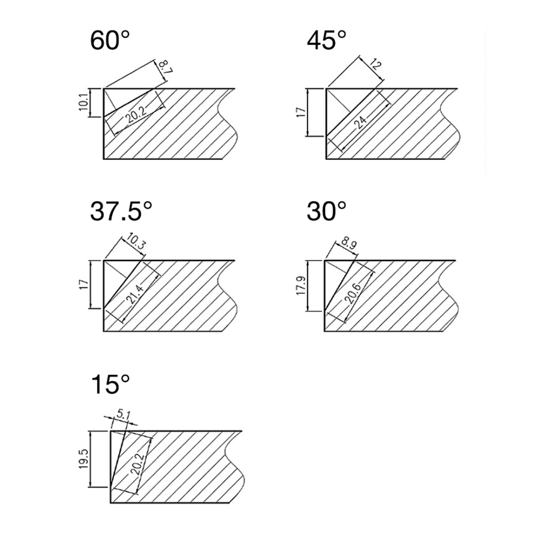 Euroboor B60 Beveling Machine bevel angle diagram showing adjustable bevel angles and milling head configuration for precision edge preparation