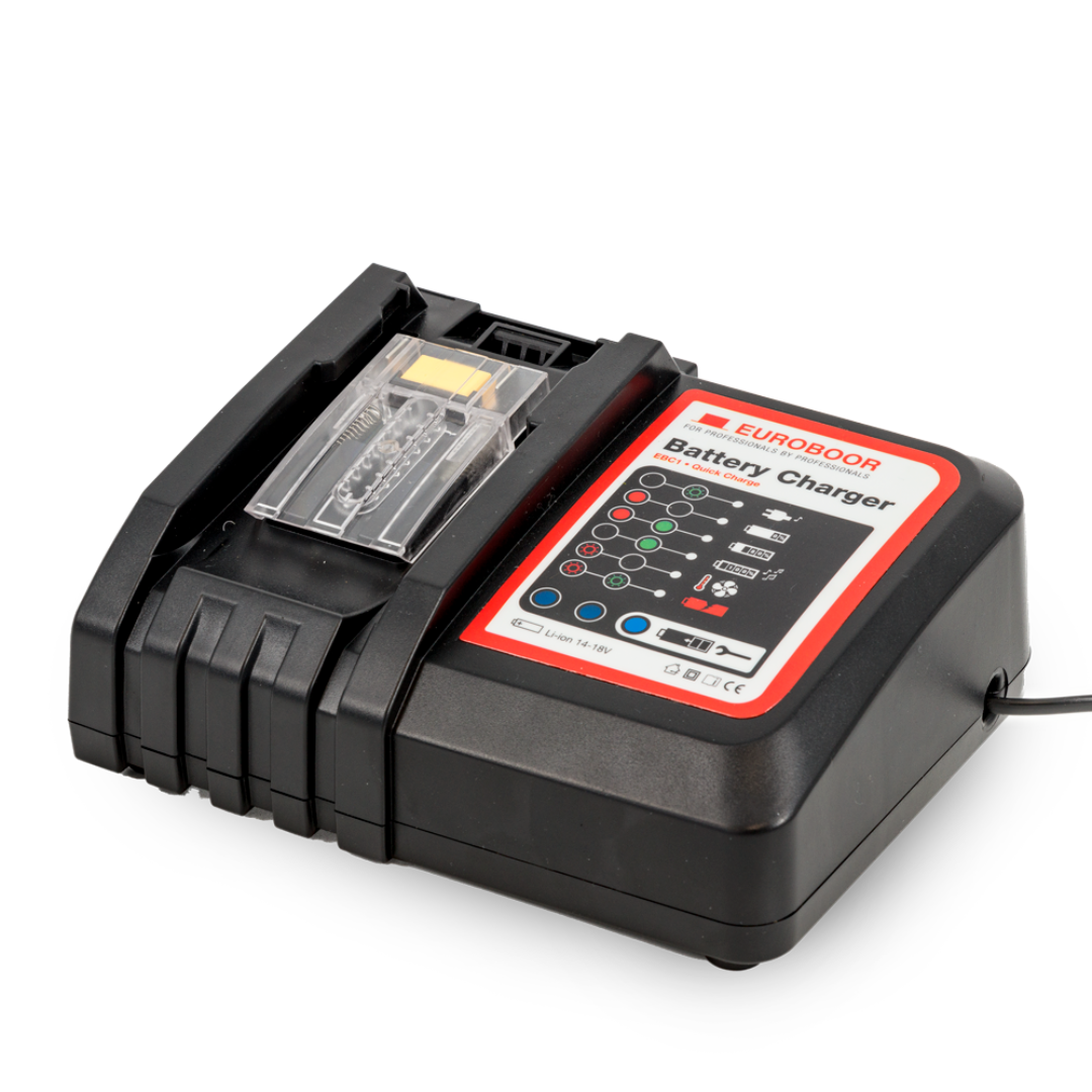 Euroboor EBC1 Charger for EB battery charger compatible with Euroboor 18V lithium-ion batteries used in cordless magnetic drills and metalworking tools

Euroboor EBC1 Charger for EB compact charging station for Euroboor lithium-ion batteries providing fast and reliable charging for cordless metalworking equipment
