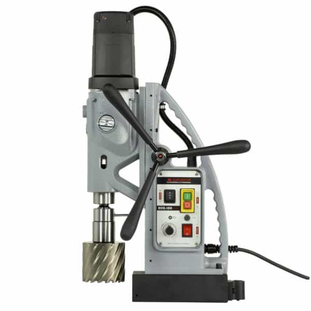 Euroboor ECO.100S+/T Magnetic Drilling Machine control panel side view showing power and safety indicators