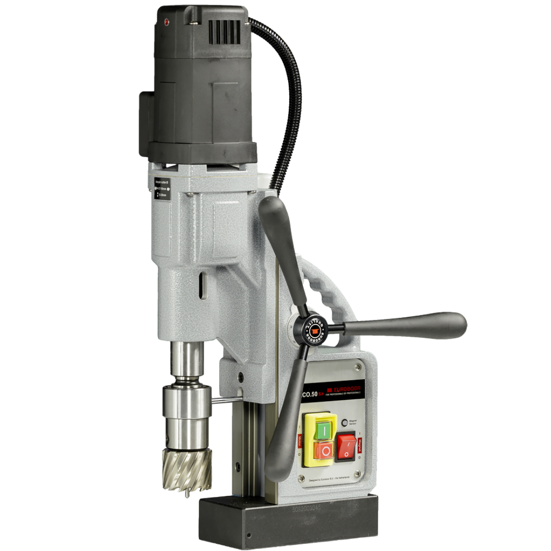 Euroboor ECO.50S+ Magnetic Drilling Machine heavy-duty magnetic drill with powerful motor, ergonomic feed handles, and industrial magnetic base designed for precision steel drilling