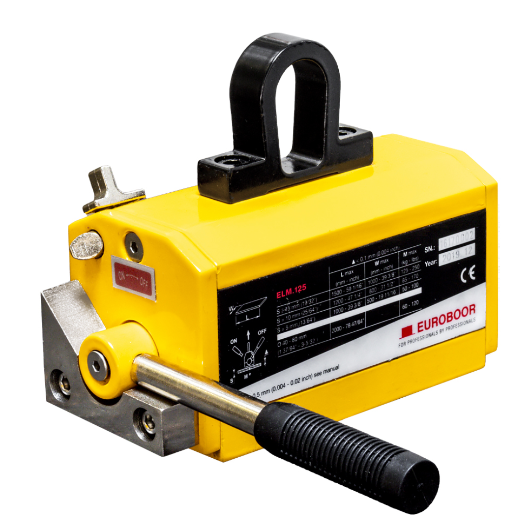 Euroboor ELM.125 Lifting Magnet industrial magnetic lifting tool with safety locking handle for lifting ferrous metal materials in workshops and fabrication environments