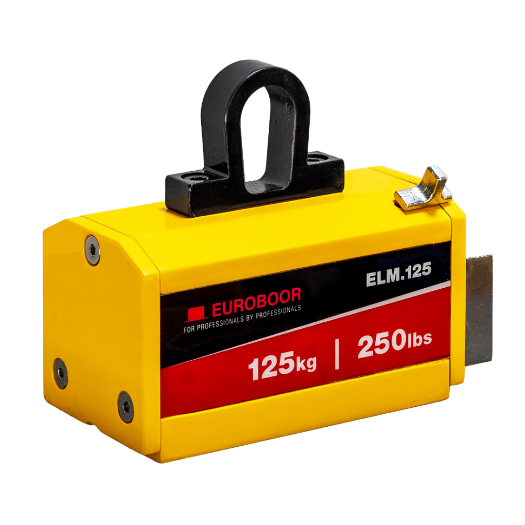 Euroboor ELM.125 Lifting Magnet permanent magnetic lifter with 125 kg lifting capacity designed for safe handling of steel plates and metal components