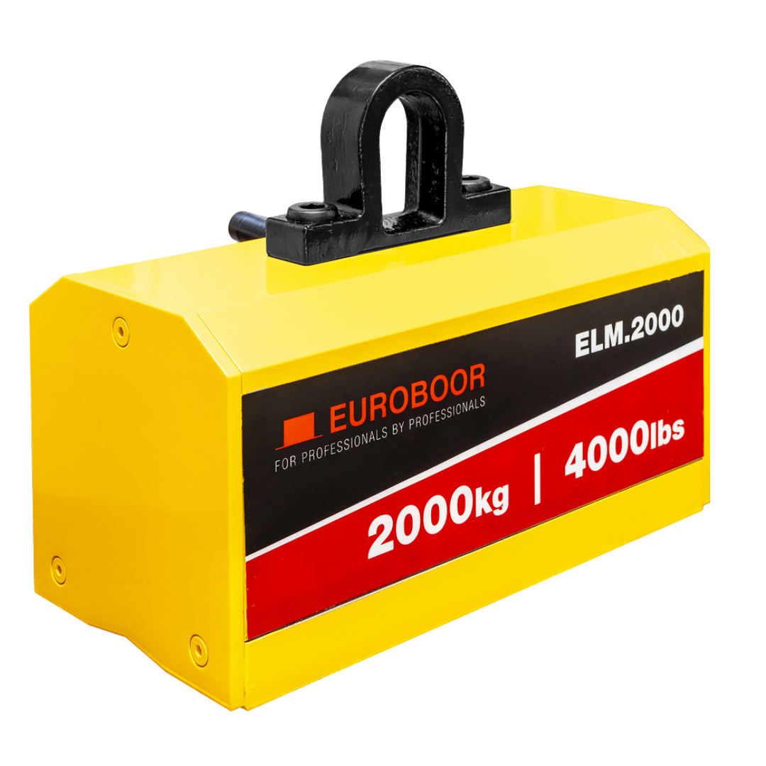 Euroboor ELM.2000 Lifting Magnet heavy-duty permanent magnetic lifter with 2000 kg lifting capacity designed for moving large steel plates and ferrous materials safely
